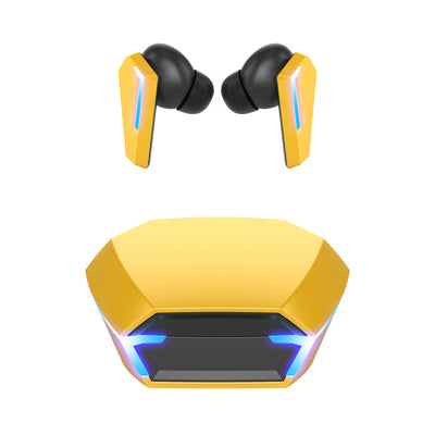 Yellow Wireless Gaming Earbuds - Bluetooth 5.2, Low Delay, 3D Stereo